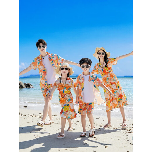 Zhaolu Hainan Island Clothing Parent-child Clothes Summer Beach Seaside Travel Sanya Hawaii Travel Wear Vacation Suit Beach Skirt 2XL