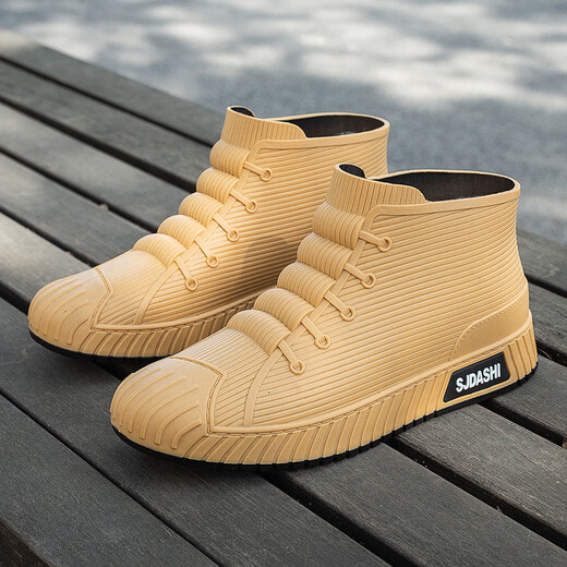 Aolie nuevas botas de lluvia ropa exterior impermeable para hombres estudiante de moda tubo corto trabajo para todas las estaciones botas de lluvia antideslizantes zapatos de goma para adultos negro 39