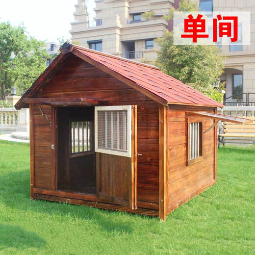 Dog House Outdoor Waterproof Solid Wood Dog House Medium and Large Dog Golden Retriever Dog House Rainproof Summer Outdoor Four Seasons Pet Villa 6XL Single Room Single Window with Screen Mesh Not Included Installation