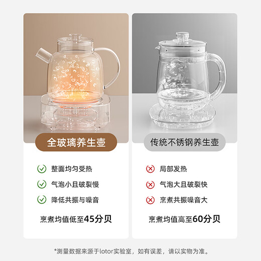 LOTOR Health Pot Office Teapot Home Mini Tea Maker Multifunctional Glass Kettle Small Flower Teapot Constant Temperature Electric Kettle White Soft Sound Soft Boil/Eight Functions 1L