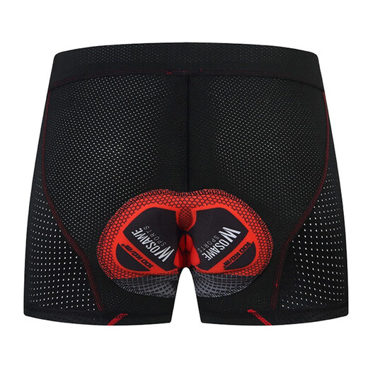 WOSAWE road cycling briefs for men and women, silicone shock-absorbing cushions, breathable and quick-drying mountain bike shorts, black and red high-end style - epoxy 5D silicone pad L (suitable for 70-80 kg)