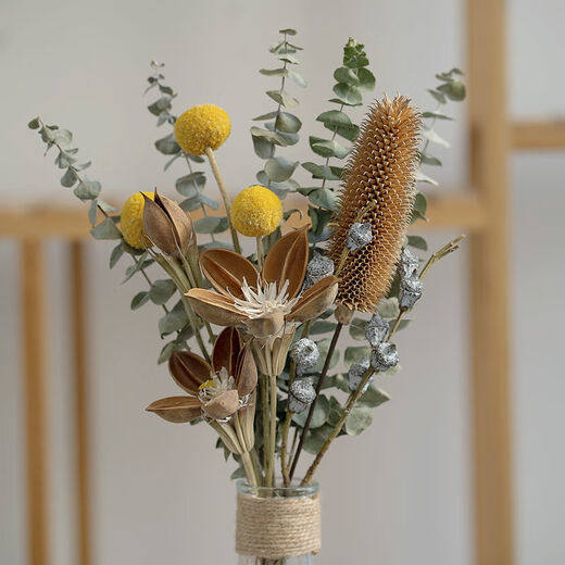 AIMAN Yunnan dried flower bouquet Nordic style home furnishings Eucalyptus cotton diy living room room decoration primary color red noble bouquet