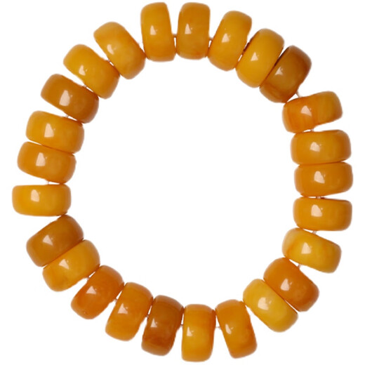 Autumn marks natural old beeswax abacus beads bracelet for men and women high-end raw stone amber chicken fat yellow pancake bracelet single circle abacus beads 16x8mm