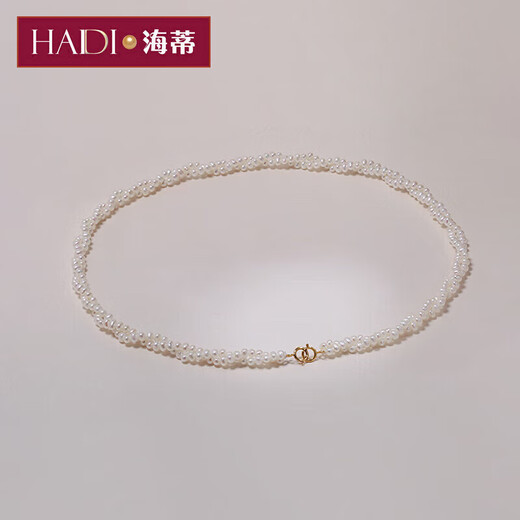 Heidi 2-3mm seedless 18K gold freshwater pearl necklace handmade stacked for young women as a gift for girlfriend