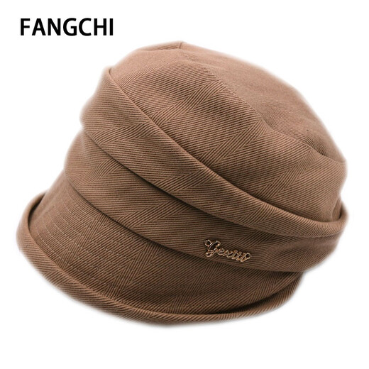 Fangchi Spring and Autumn Travel Sun Protection Hat Korean Retro Peaked Hat Women's Autumn Fashion Versatile Flat Hat Elegant Casual Hat Japanese Lady Mom Hat Women's Sun Hat MXM-648 Black One Size (54-58cm) Adjustable