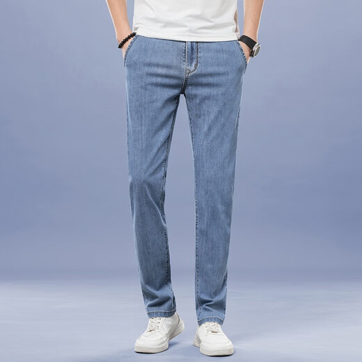 FEIYULEE official jeans 2025 spring and summer new style men's business casual stretch loose cotton straight jeans men LEE 9866 light blue size 32 (2 feet 5)