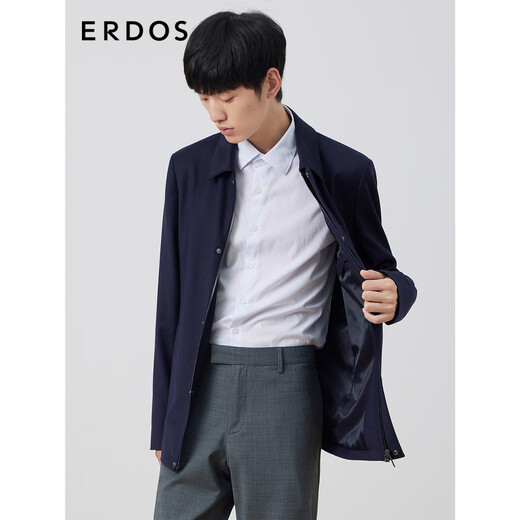 Erdos Frühlings- und Sommer -Wolllicht -Geschäft Pendler gelegentlich vielseitiger leichtes Gewicht einfacher Männerjacke, die blau l 175/96a versteckt