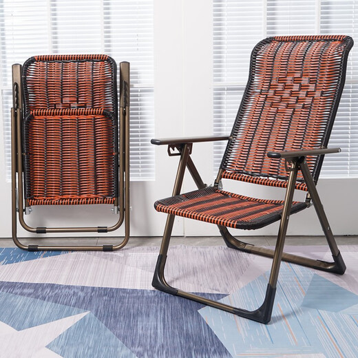 DianHUI (DIANHUI) office lunch break chair rattan lounge chair sleeping chair outdoor beach chair elderly cloth chair summer cold chair deck chair back chair 2 fold flat feet rattan lounge chair