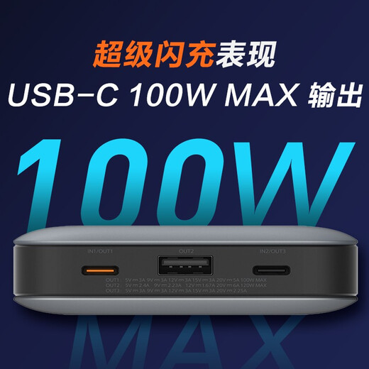 CUKTECH20 mobile power supply 200W high power digital display PD fast charging 100W power bank suitable for switch/MacBookPro/ROG/Xiaomi/Lamp, etc. QB826