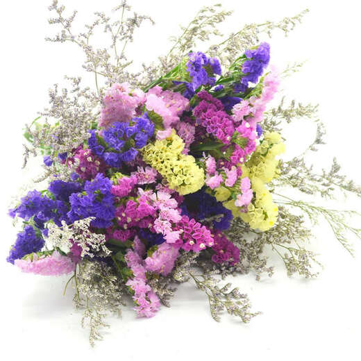 AIMAN Yunnan Flowers Dried Flower Bouquet Forget-Me-Not Lover Grass Combination Starry Gypsophila Living Room Real Flower Arrangement Home Furnishings Purple + Grass About 30 Pieces Not Excluding Flower Basket