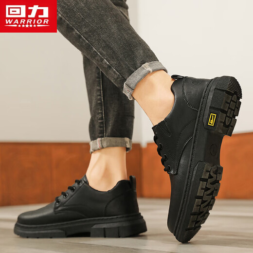 Warrior Business Retro Casual Work Shoes Мужчины кружевные кожаные туфли мужчины 1632 черные 43