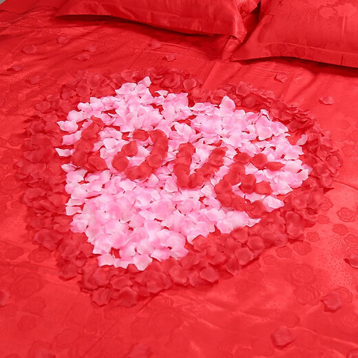 Liangqiao Proposal Rose Simulated Petals Hand-Spreading Flowers Romantic Birthday Bed Wedding Celebration Wedding Room Confession Decoration Artificial Flowers 1 Pack of Approximately 1200 Pieces [Four Color Mixed Pack]