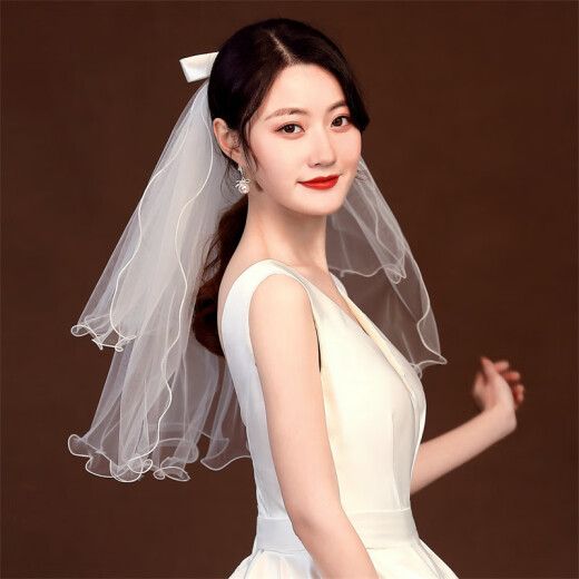 阿宝丽 小仙女新娘头纱求婚领证蝴蝶结婚庆盖头韩风网红发夹拍照仪式感