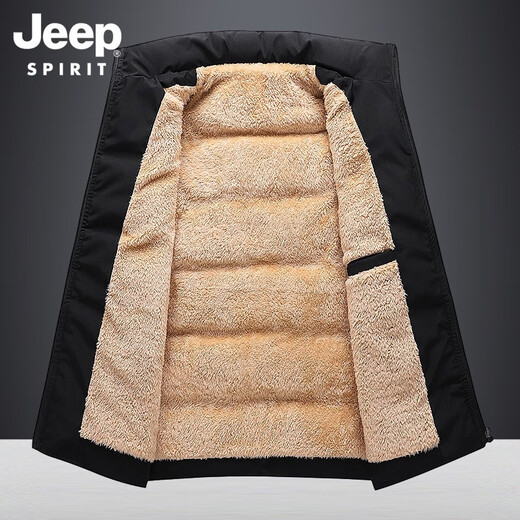 JEEP SPIRIT马甲男棉衣马甲男秋冬坎肩休闲加厚保暖背心男士棉服户外防风外套 683黑色 5XL