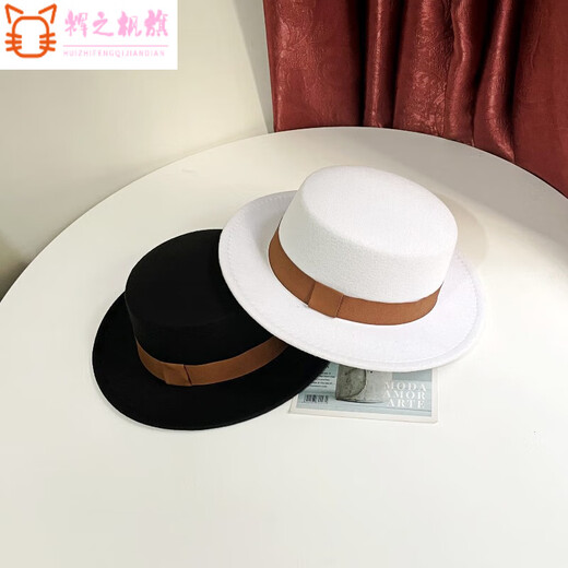 Tishulan automne et hiver plateau plateau en laine de laine femelle femelle britannique célébrité polyvalente courte courte chaude haut chapeau de scène performance jazz hat hat manche noir