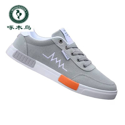 Holzspecker Herrenschuhe 2024 Leinwandschuhe Sommer Neues atmungsaktives Herrenschuhen vielseitige Sportschuhe 6636 Graue Leinwand 39