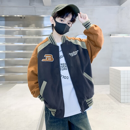 THINKPIRE Boys' Padded Jackets Children's Baseball Uniforms Autumn Clothes for Big Boys Men's Clothes 2025 Winter Boys' Clothes Jacket Tops Gray Size 160 Recommended Height 150CM