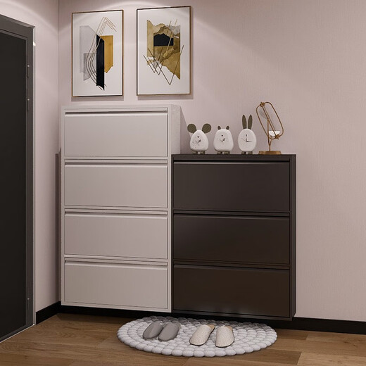 Gabinete de zapato Biwell Ultra-Dino 15 cm Corredor extremadamente estrecho Gabinete de entrada Gabinete de entrada Puerta de almacenamiento Gabinete de almacenamiento Piso integrado contra la pared 655 ancho de cuatro capas de cuatro capas