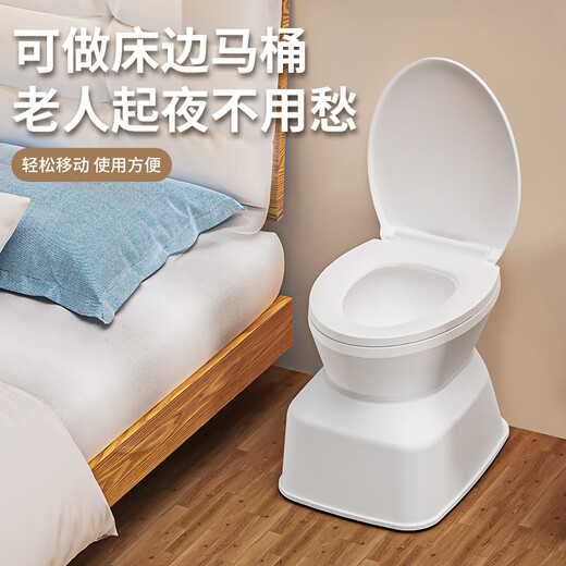 老人坐便椅家用孕产妇坐便器简易蹲便改坐厕便携式尿壶可移动马桶 新款仿真纯白加强防滑 厕所专用