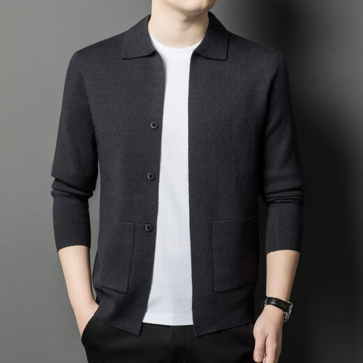 VWAYZZ light business long-sleeved knitted cardigan jacket men's spring and autumn new fashion casual wool knitted sweater gentleman men's clothing brown camel 2XL /180