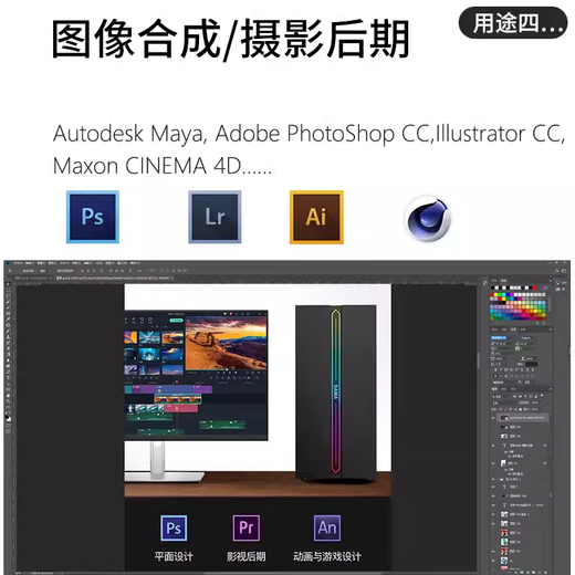 UG programming 3DMAX rendering CAD drawing PS graphic designer 3D SW drawing desktop assembly computer host set of eight i5-11400F丨16G丨16G independent display computer host + 24-inch professional monitor