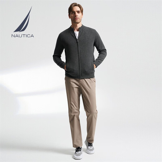 NAUTICA shopping mall same style men's spring and summer style wide cotton wool blended sweater cardigan for men SO3305 dark floral gray 0MR L