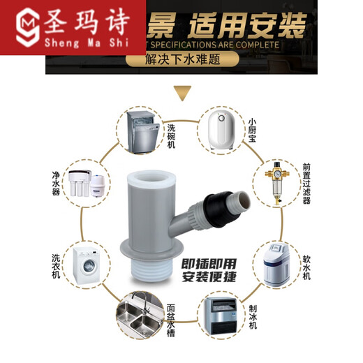 XMSJ空调排水管下水管三头通接头洗衣机阳台水池台盆二合一三通分 B8款面盆管+(12137接头)
