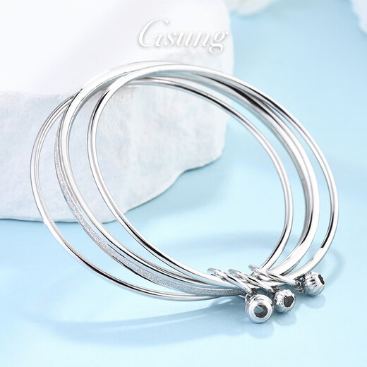 GsunG platinum bracelet for women, PT950, three-ring platinum bracelet for women, stylish and shiny. Priced by the gram. Contact us before bidding.