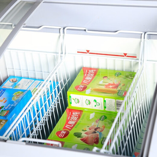Xingxing (Xingx) kommerzieller Supermarkt -Displayschrank Automatische Abtau -Kühlung Horizontal Displayschrank Gefrierschrank Supermarkt Großer Kombination Islandschrank Gewerbe gefrorene Knödel Eis geschnitztes Glastür Gefrierschrank 1100bya Automatisierung Frost 2500*890*880 mm
