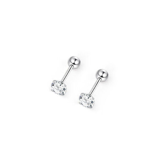 Dingjing 4 pairs pack 999 pure silver zircon earrings for women screw-buckle ear bone nails simple ear piercing birthday gift for girls to give to girlfriend and wife ear jewelry