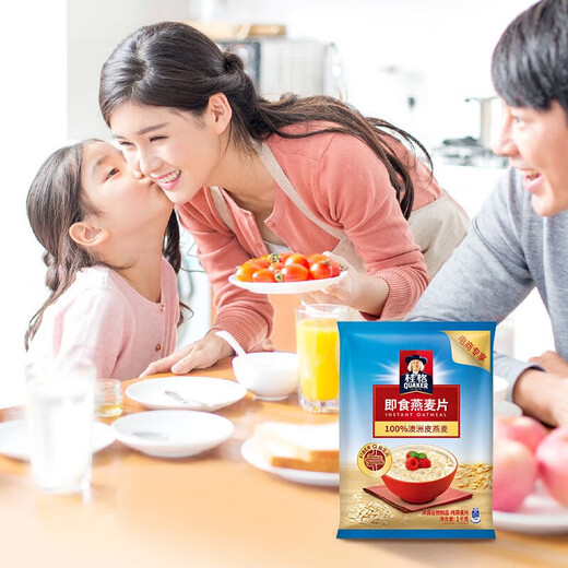 桂格（QUAKER）即食燕麦片518g/1478g/原味免煮代餐早餐麦片 早餐搭配 膳食纤维 即食燕麦片1000g*1袋