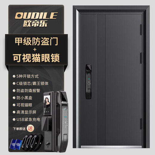 Oudile (Oudile) 027 Entrada de aleación de zinc engrosado A DUARTA DE ARRIBA DE PUERTA DE SEGURIDAD MO Yuan + 2050*1050/2150*960 + Lock de ojos de gato visible