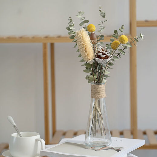 AIMAN Yunnan dried flower bouquet Nordic style home furnishings Eucalyptus cotton diy living room room decoration primary color red noble bouquet