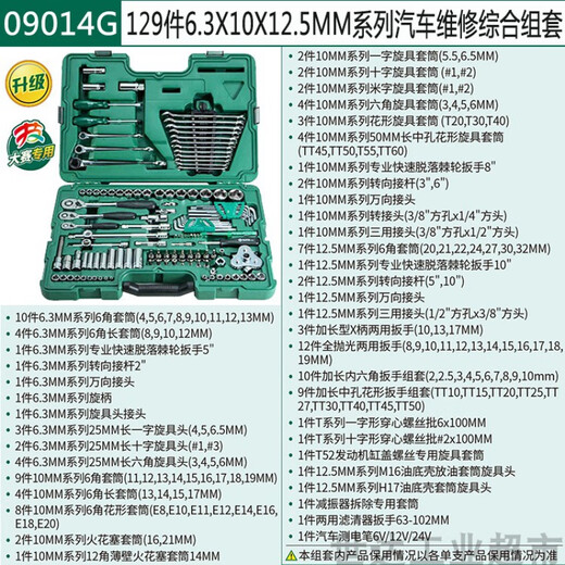 SATA Tools 160-Piece Set Auto Maintenance Comprehensive Mechanical Repair Set Auto Repair Auto Maintenance Repair Combination Toolbox 09941 09014G/128+1 Piece 6.3x10x12.5M