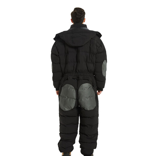 Wind Hunter Fishing Suit Winter Men's Windproof, Rainproof, Warm and Coldproof Ice Fishing Outdoor Water-Repellent Sea Fishing Jumpsuit Down Jacket Black Arctic Goose Down Jumpsuit 2XL