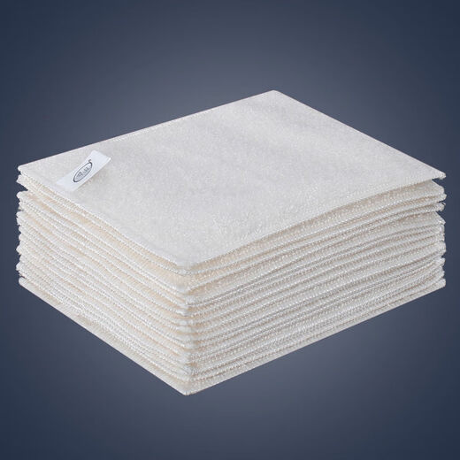 Korean bamboo fiber dishwashing cloth, non-stick oil, 10 large rags, absorb water, do not shed lint, thickened oil-removing dishcloth, double layer, 16X18cm, 10 pieces (white)