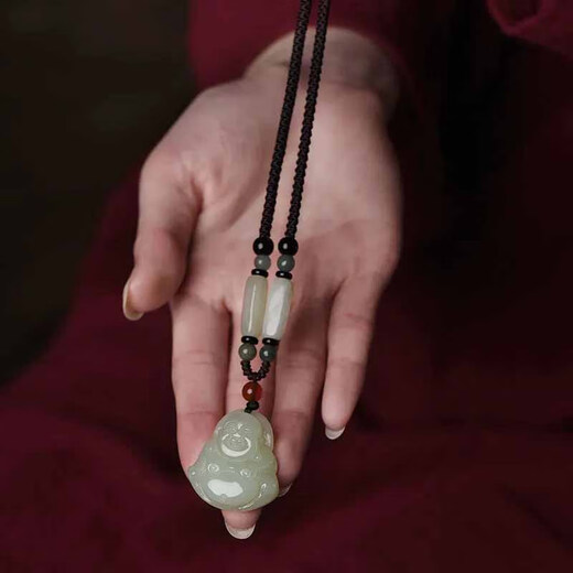 Qi Xiaomi Afghan Jade Guanyin Pendant Men's Necklace Women's Lucky Pendant Retro Long Couple Adjustable Sweatshirt Chain Guanyin Necklace Men's