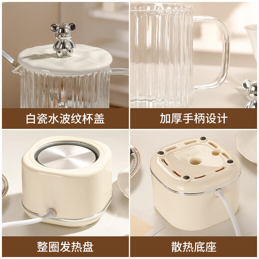 MiRongshu office health pot small mini boiling water scented tea teapot mini all-glass teapot constant temperature gift health pot knob style 0.6L