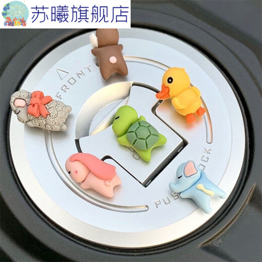 Diamond Electric Vehicle Decoration Small Ornaments Mini Girls Battery Vehicle Accessories Motorcycle Rearview Mirror Car Interior Decorations Spongebob Family Five Pack + Seamless Adhesive