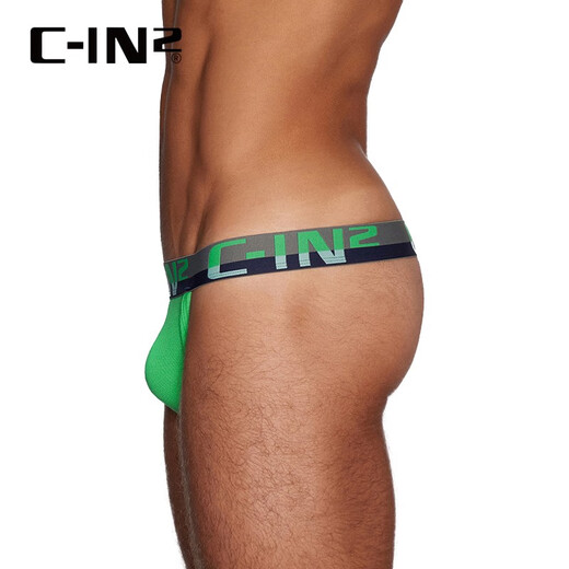 C-in2 Neue Herrenunterwäsche Tanga u konvexe Beutel mit Hüft-exponierten sexy Taillenmännern Doppel-Tanga 8002FC Grün 394-1 m geeignet für 2 Fuß 4-2 Fuß 5 Taillenumfang (Größe 31-33)