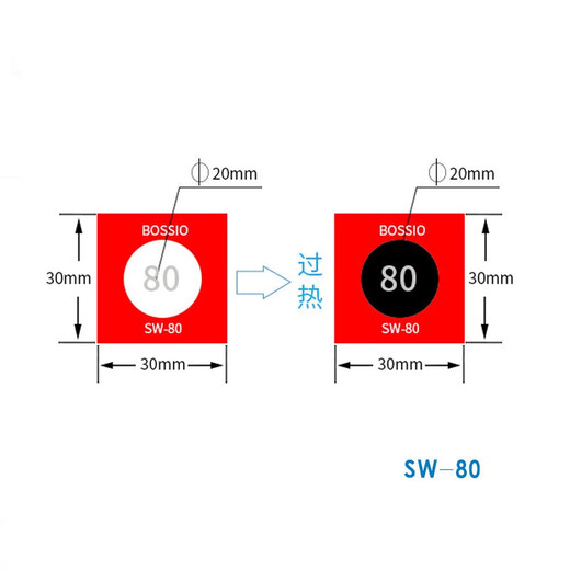 Tiannan Brothers SW-80 irreversible temperature measurement paper color change temperature patch temperature sticker Thermal test paper temperature sensor label SN1253 SW-12035 tablets/piece