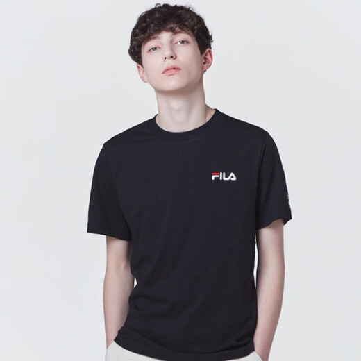 Fila 韩国斐乐FILA 男女款休闲短袖 男装圆领T恤  男士运动休闲上衣 2112X/2101X-BLK 货号随机 XL /105（建议75-85kg）