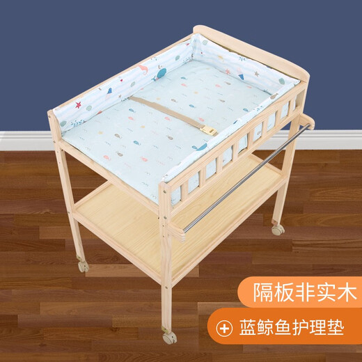 Table de couches bei happy table de soins de bébé nouveau-né pour bébé change de couches massage et touche baignable en bois massif multifonction organisation d'organisation de rangement étagère de rangement en bois massif de couches en bois + tapis de soins de la couronne