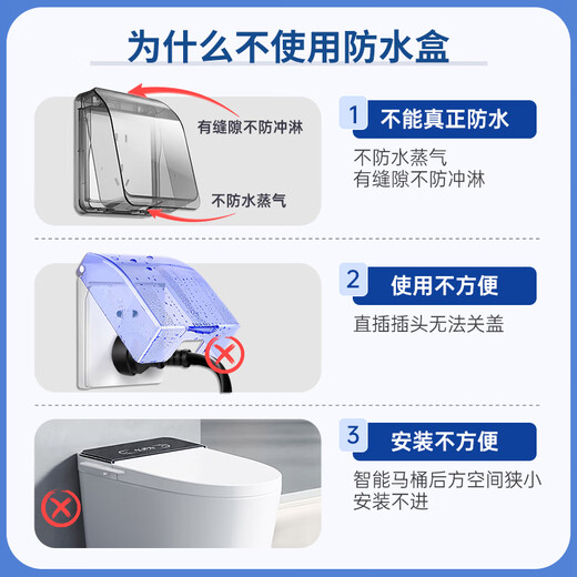 绝电防水开关插座 新国标86型面板 暗装10A五孔墙插 厨卫无惧喷淋水蒸气 国际IP68级 哑光熊猫白