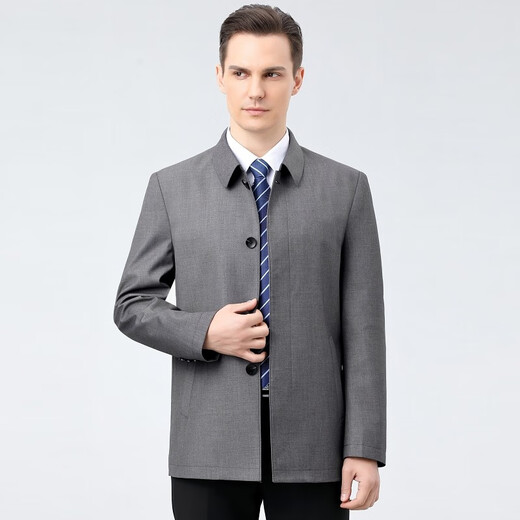 Anislun noble light luxury brand wool jacket men's jacket lapel solid color non-iron breathable comfortable middle-aged business casual jacket thick loose large size wool top men 2285 blue size 185/XXL