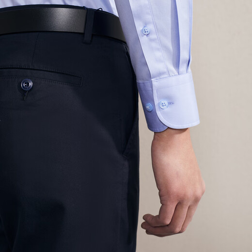 雅戈尔（YOUNGOR）长袖衬衫男素色DP免烫衬衫全棉面料舒适透气抗皱易打理新品 浅蓝色 42 （180/100A）