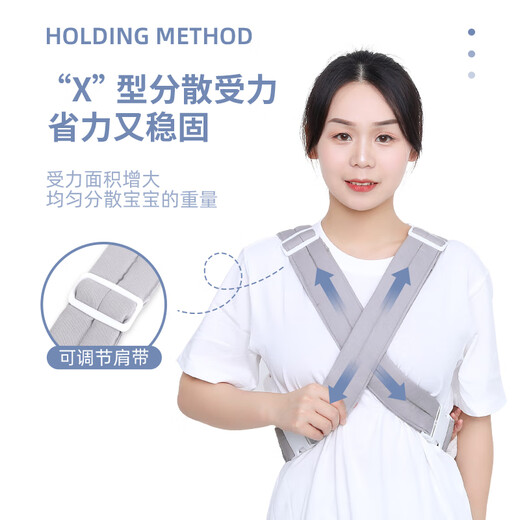 爱源美（aiyuanmei）抱娃神器解放双手新生宝宝背带婴儿横前抱外出行简易轻便前后两用 莫奈灰 印花护头