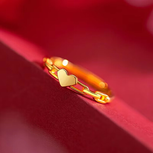 Duchen 18k gold ring women's new 18k gold love chain terms 3d hard gold opening adjustable 999 gold element gold finger