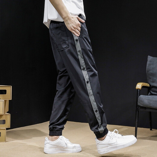 Yilang Kuaishou lässige Hosen für Männer losen Eisseidenhosen für Männer für Männer große Kordelschnur Fußhose für Sportten mit neun Punkten für Jungen für Jungen für den Sommer dünne schnelle trockene Haremhose für fette Sommerbrust 9-Punkte-Hose schwarz 2xl [160-180jin [Jin gleich 0,5 kg]]