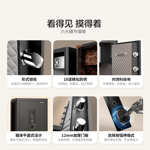 Deli (DELI) Deli Zhuoran Home Safe Home Mini Mini Height 45cm Password Fingerprint Anti-theft Safe Office 60cm Fingerprint Password - With Inner Cabinet - AE831-Z